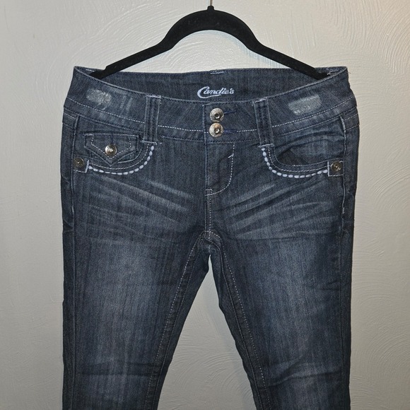 Y2K FASHION: Candies Bootcut Jeans Juniors Size 3 Distressed Stretch - Picture 2 of 12